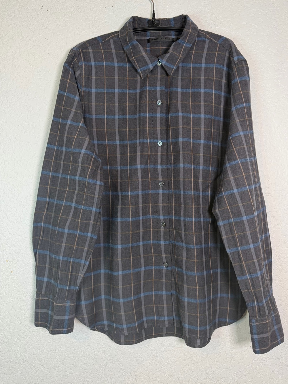 Jenni Kayne Lightweight Gray Plaid Flannel Boyfriend Button-Down Shirt, Size XL - Picture 2 of 6